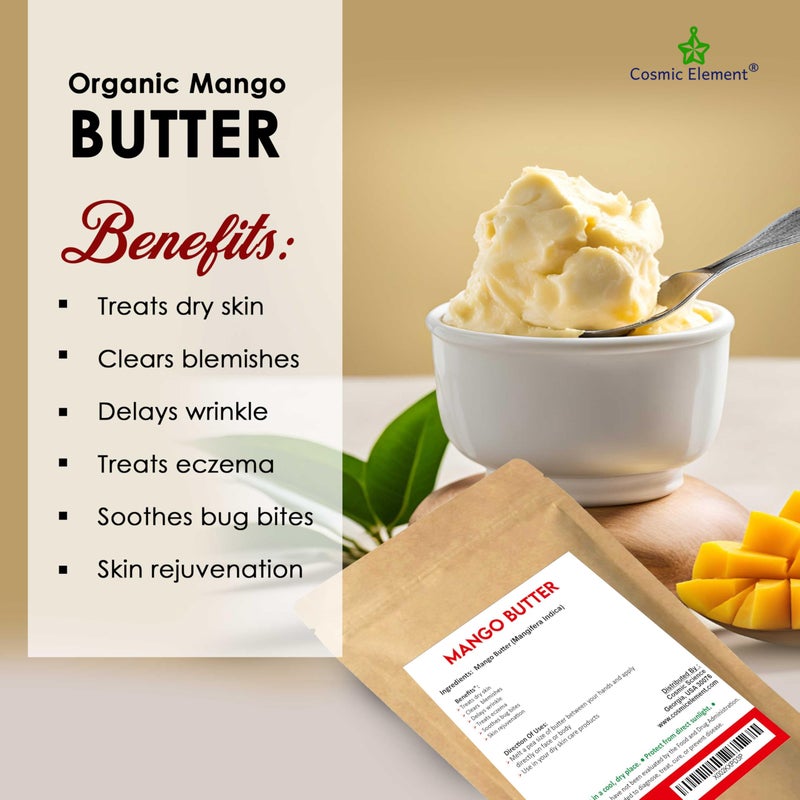 Cosmic Element 100% Pure Organic Mango Butter - Unrefined Raw Mango Butter with Vitamins A, C & E | Antioxidant-Rich Mango Body Butter for Skin & Hair | Shea Butter Substitute for Soap & Lotion - 4oz - Image 5